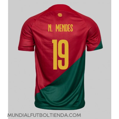 Camiseta Portugal Nuno Mendes #19 Primera Equipación Replica Mundial 2022 mangas cortas